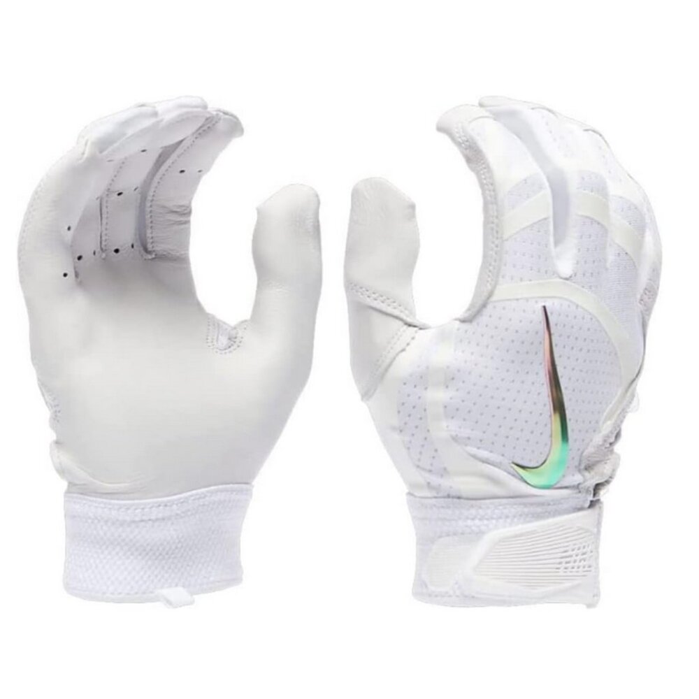 New Nike Alpha Huarache Elite Mens White Baseball Batting Gloves